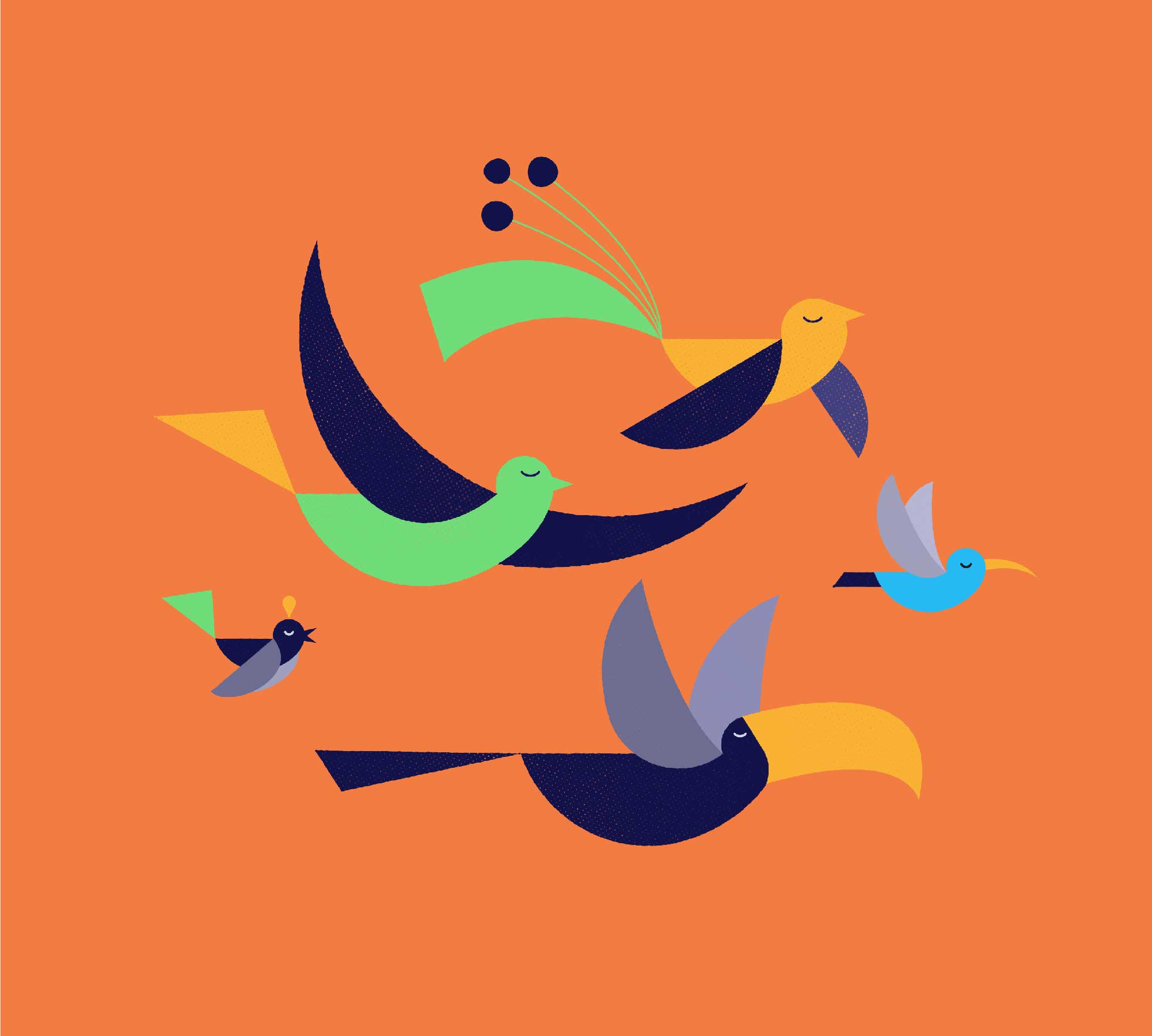 Bamboo Birds Illustration